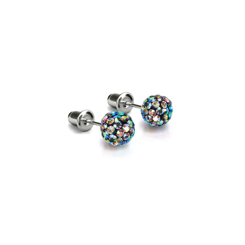 Midnight Confetti Crystal | .925 Sterling Silver | Mini Kikiballa Earrings
