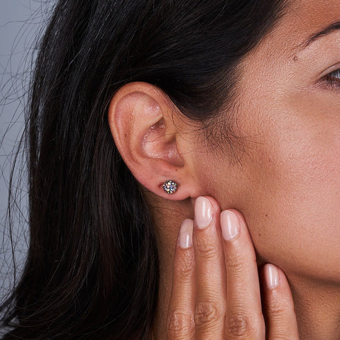 Midnight Confetti Crystal | .925 Sterling Silver | Mini Kikiballa Earrings
