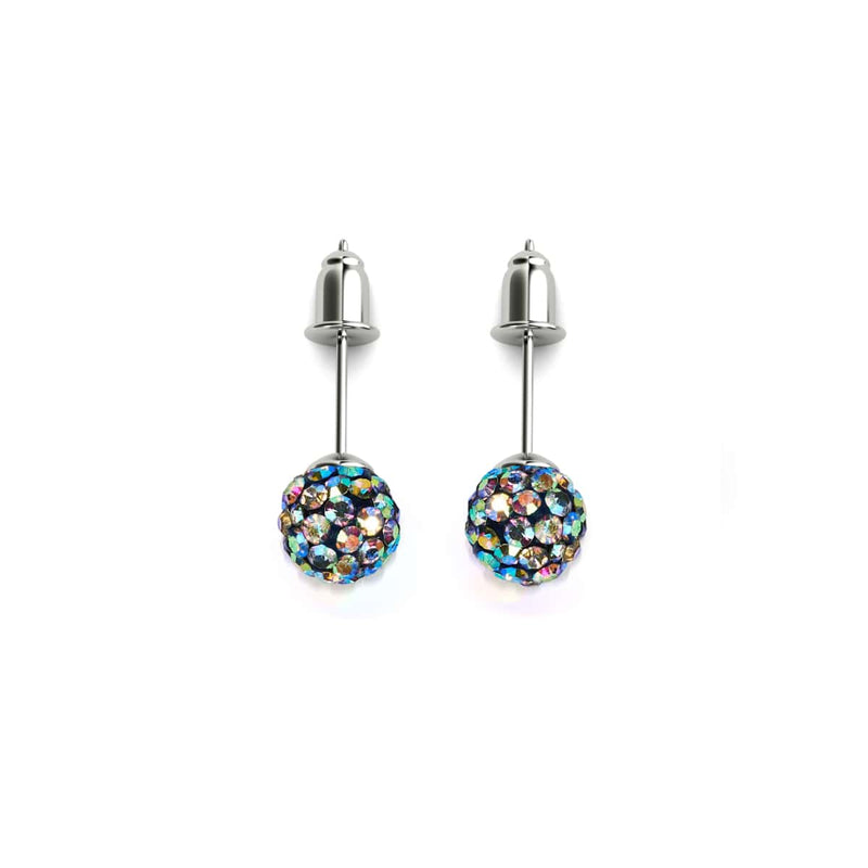 Midnight Confetti Crystal | .925 Sterling Silver | Mini Kikiballa Earrings