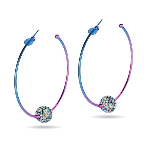 Midnight Confetti Crystal | Unicorn Silver | Kikiballa Hoop Earrings