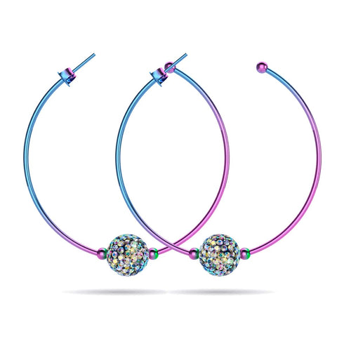 Midnight Confetti Crystal | Unicorn Silver | Kikiballa Hoop Earrings