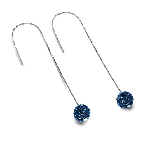 Sapphire Crystal | .925 Sterling Silver | Chain Drop Threader Kikiballa Earrings
