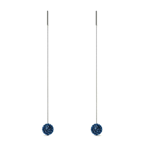 Sapphire Crystal | .925 Sterling Silver | Chain Drop Threader Kikiballa Earrings