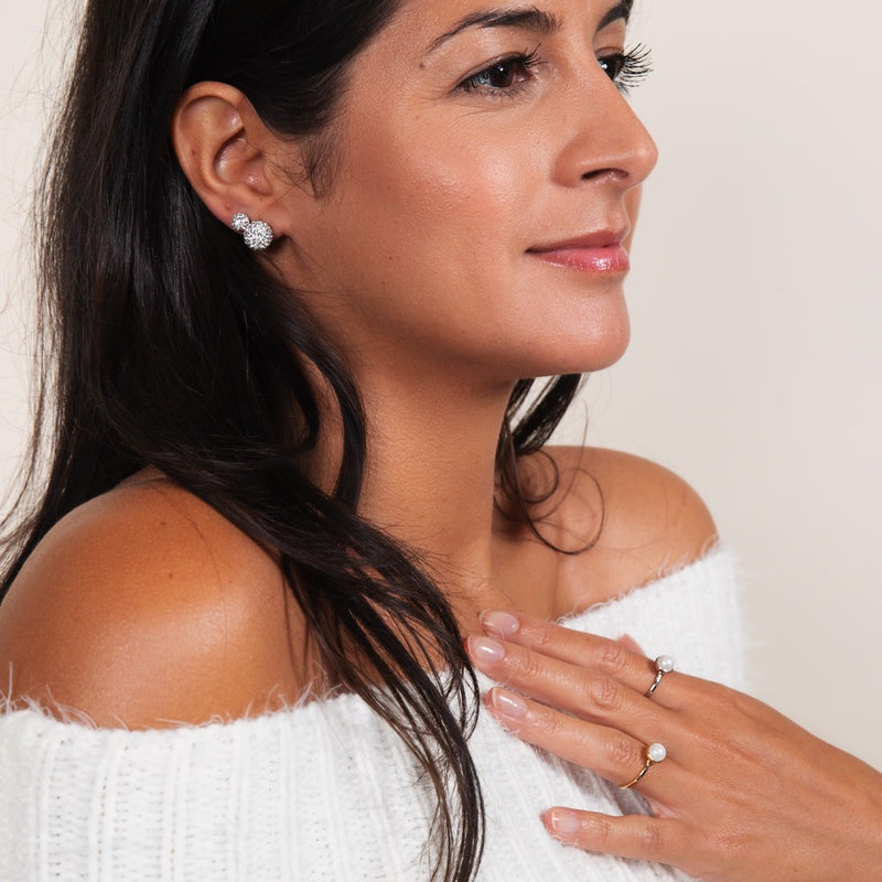 Winter White Crystal | .925 Sterling Silver | Mini Kikiballa Earrings