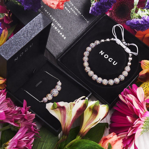 Midnight Confetti Crystal | .925 Sterling Silver | Kikiballa Infinity Clasp Necklace