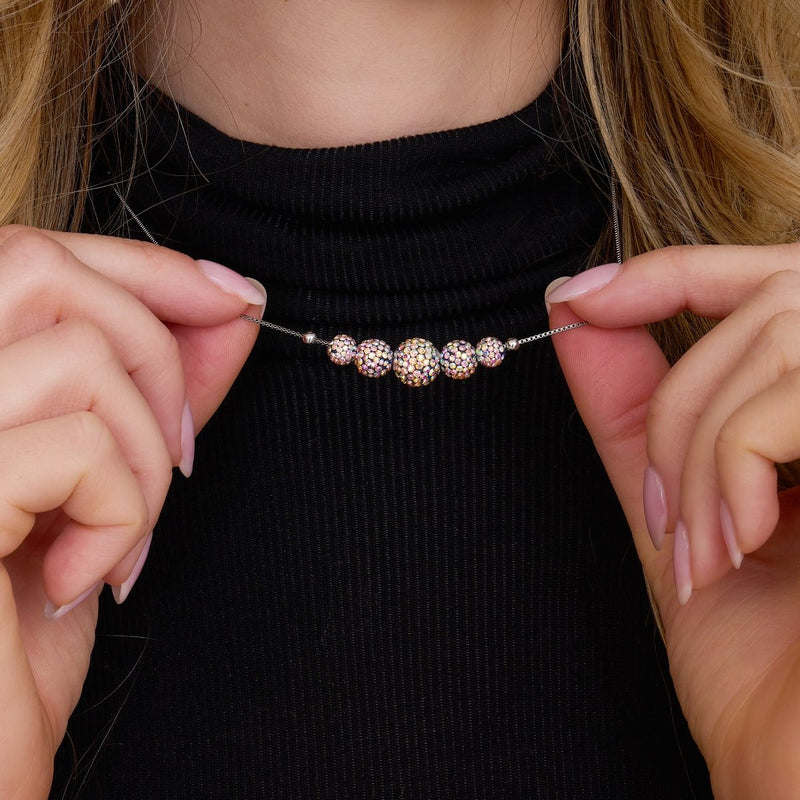Midnight Confetti Crystal | .925 Sterling Silver | Kikiballa Infinity Clasp Necklace