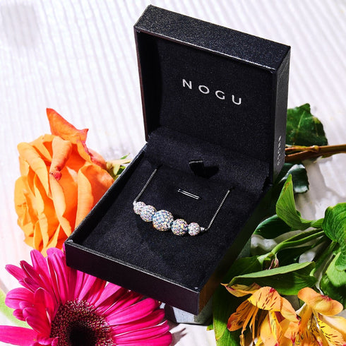 Midnight Confetti Crystal | .925 Sterling Silver | Kikiballa Infinity Clasp Necklace