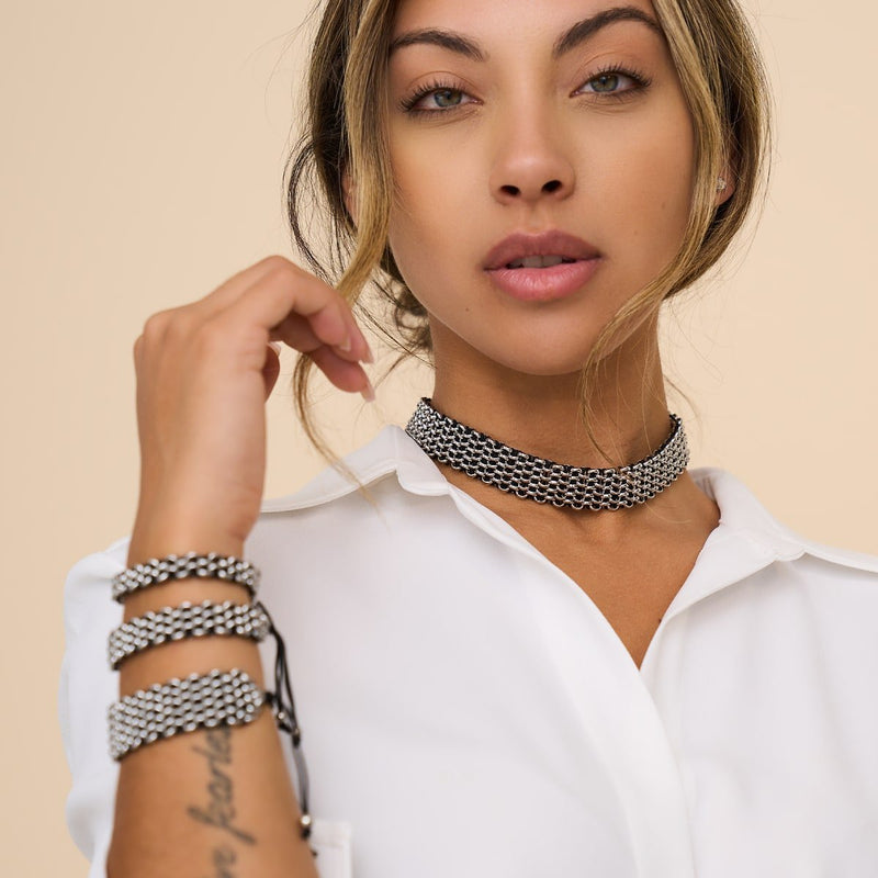 Black x Silver | Kismet Links | Deluxe Choker Necklace