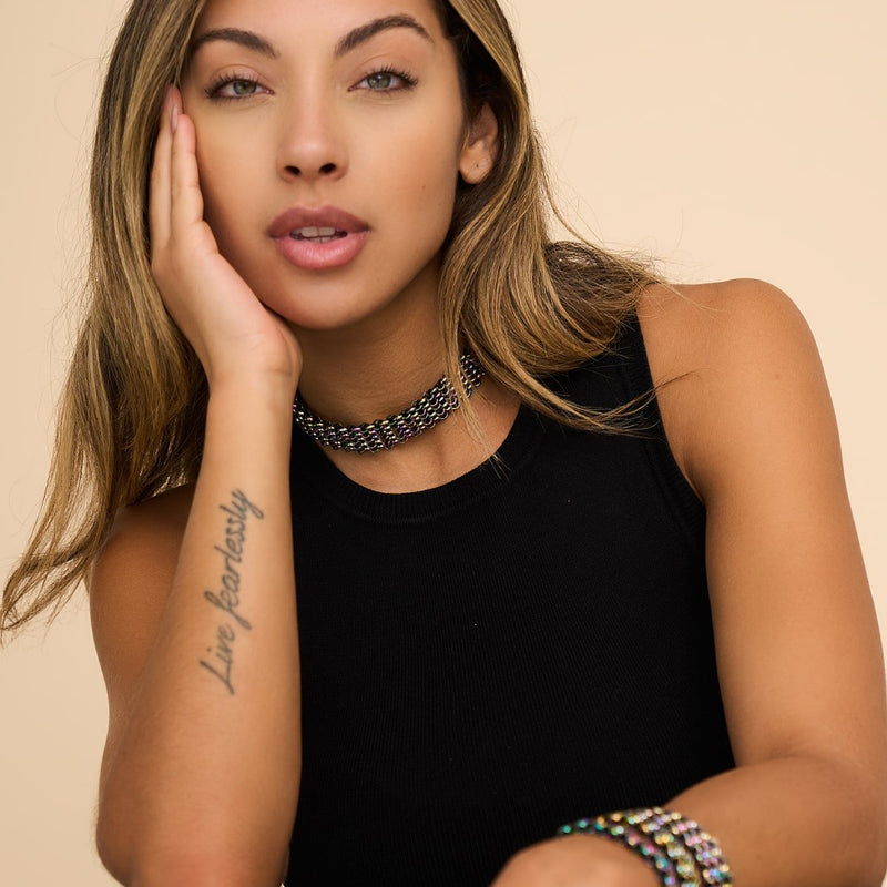 Black x Unicorn Silver | Kismet Links | Deluxe Choker Necklace