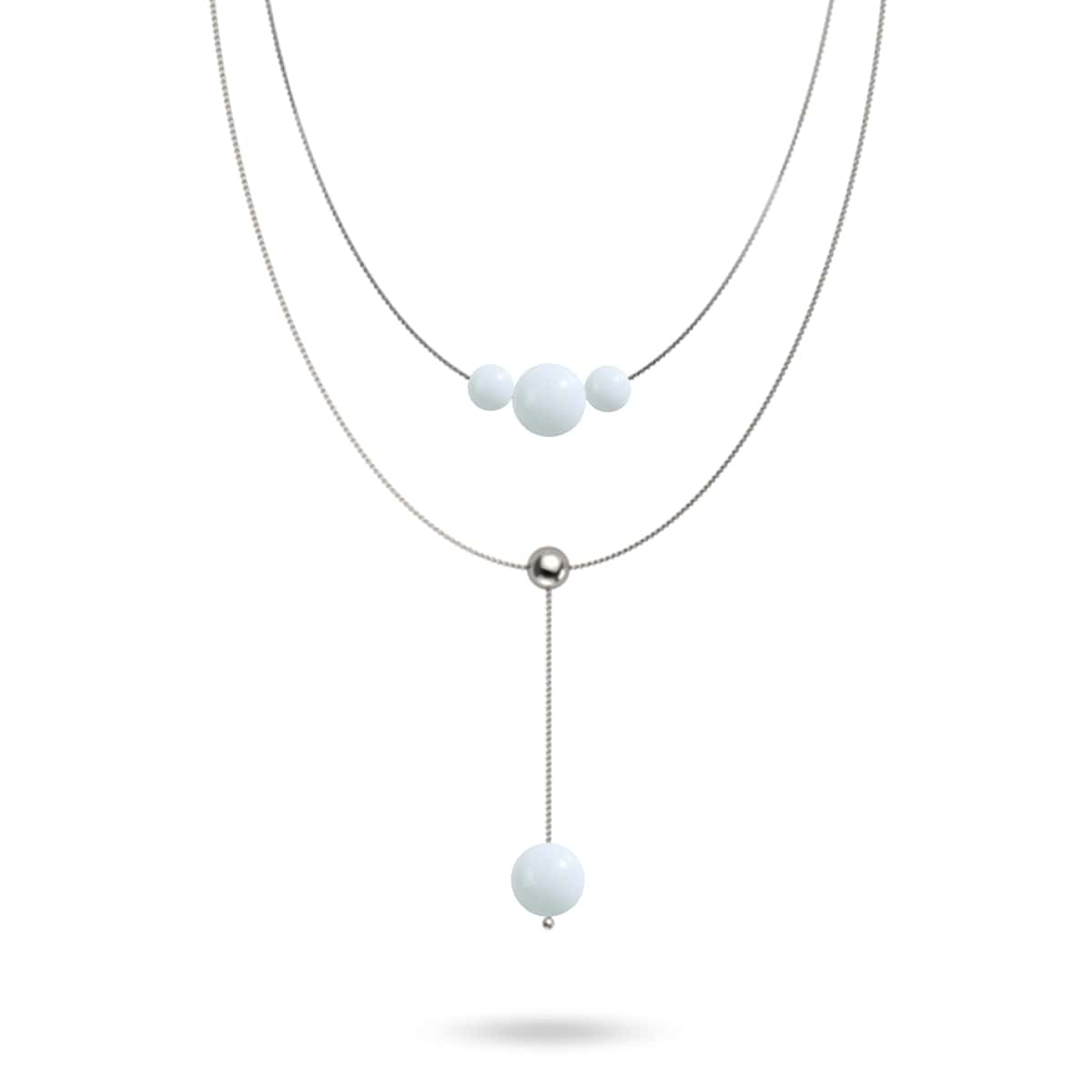 Porcelain | Silver | Lumos Ceramic Cascade Double Pendant