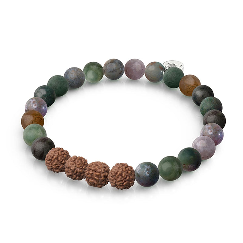 Arya | India Agate x Rudraksha | Mala Bracelet