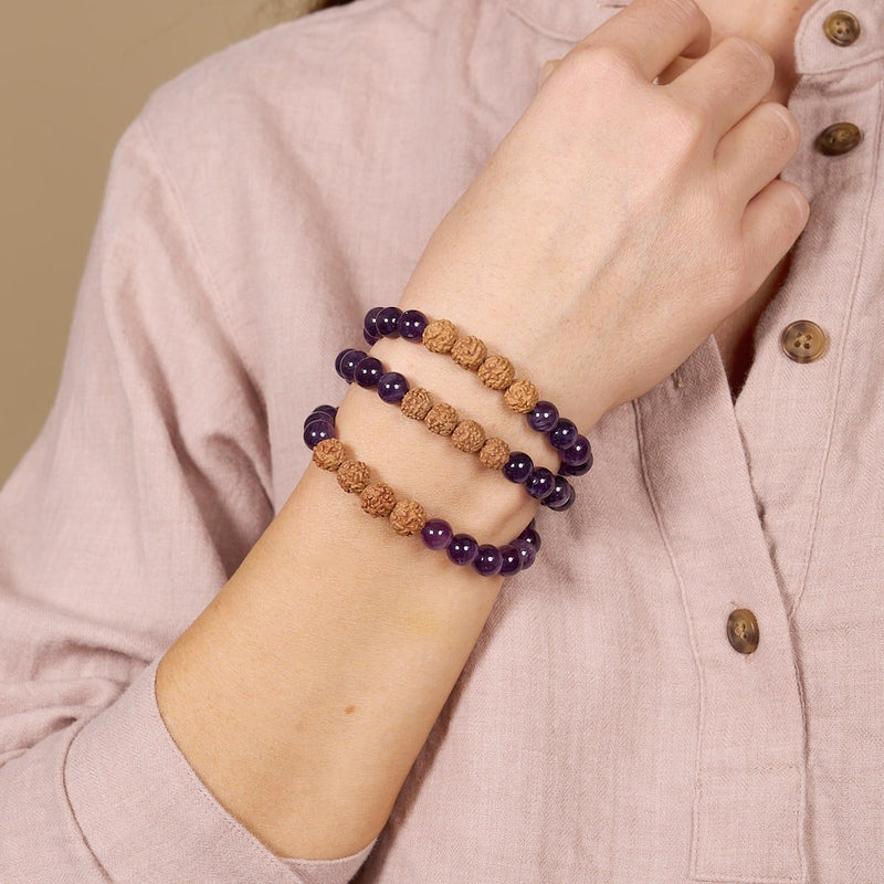 Astral | Amethyst x Rudraksha | Mala Bracelet