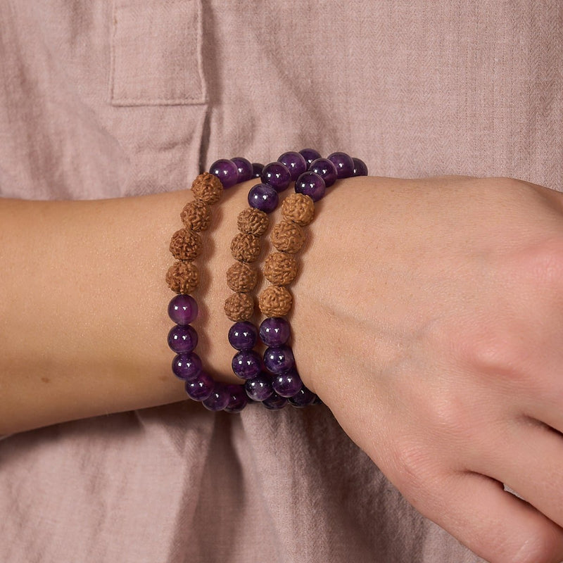Astral | Amethyst x Rudraksha | Mala Bracelet