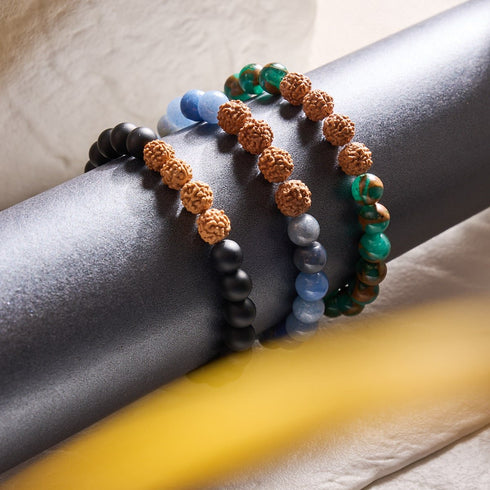 Elemental Energy | Blue Aventurine x Rudraksha | Mala Bracelet
