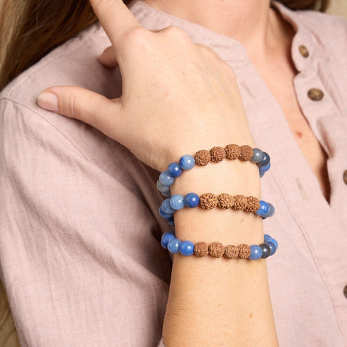 Elemental Energy | Blue Aventurine x Rudraksha | Mala Bracelet