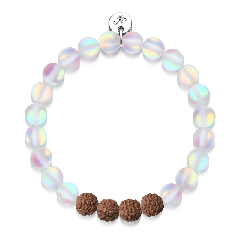 Holistic Glow | Mermaid Glass x Rudraksha | Mala Bracelet