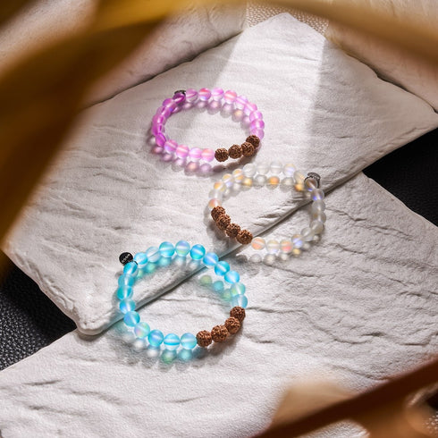 Karmic Glow | Mermaid Glass x Rudraksha |  Mala Bracelet