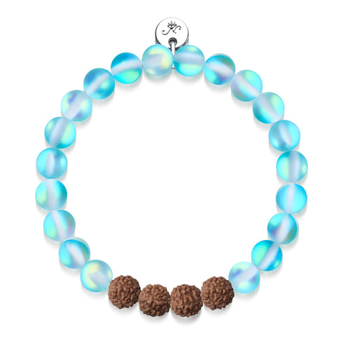 Karmic Glow | Mermaid Glass x Rudraksha |  Mala Bracelet