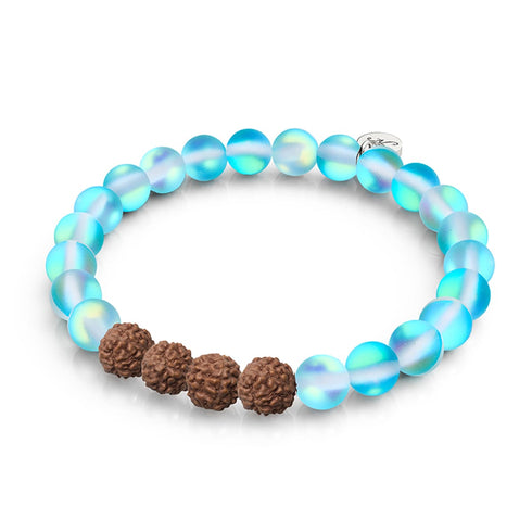 Karmic Glow | Mermaid Glass x Rudraksha | Mala Bracelet
