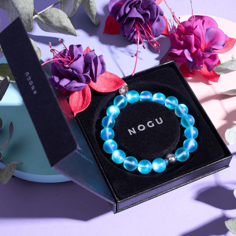 Aquamarine | Silver | Mermaid Glass Statement Bracelet