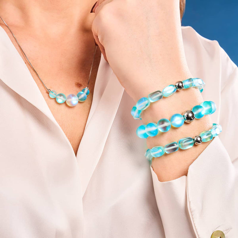 Aquamarine | Silver | Mermaid Glass Statement Bracelet