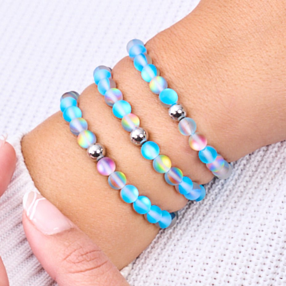 Blue Lemonade | Silver | Mermaid Glass Bead Bracelet