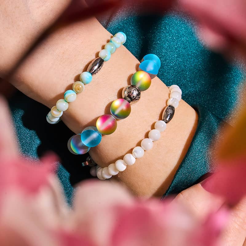 Blue Lemonade | Silver | Mermaid Glass Statement Bracelet