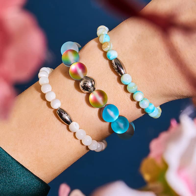 Blue Lemonade | Silver | Mermaid Glass Statement Bracelet