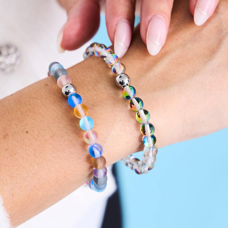 Bubble Gum | Silver | Mermaid Glass Bead Bracelet