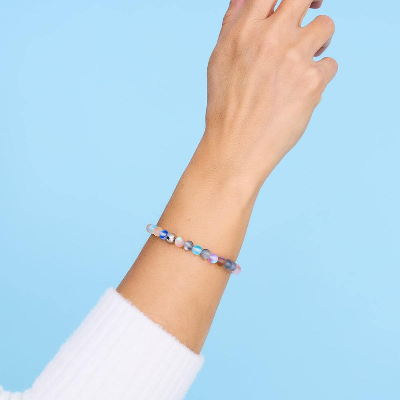 Bubble Gum | Silver | Mermaid Glass Bead Bracelet