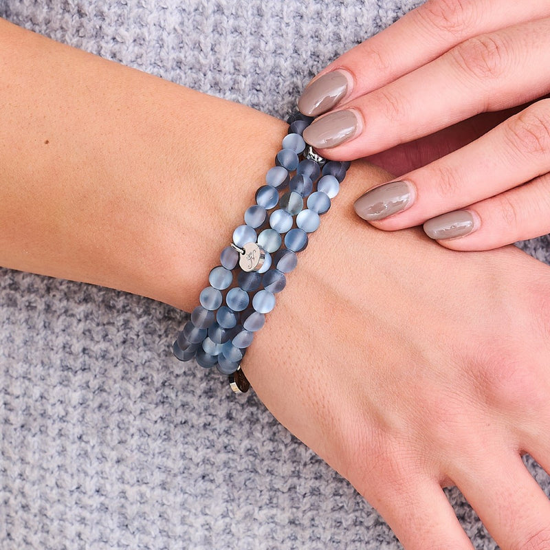 Carbonite | Silver | Mermaid Glass Bead Bracelet