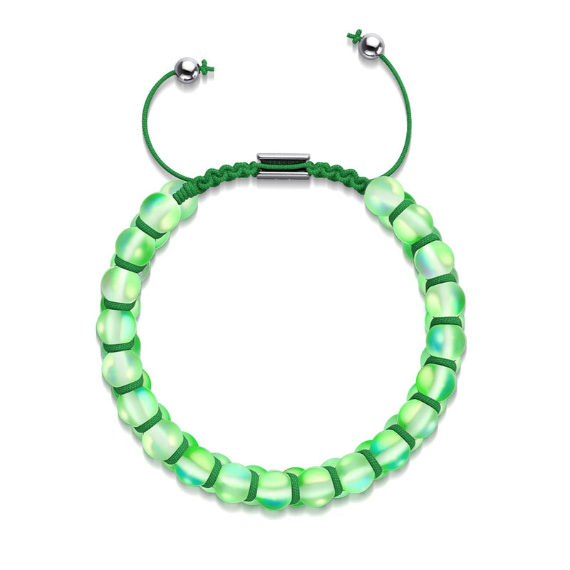 Emerald | Silver | Double Mermaid Glass Bracelet