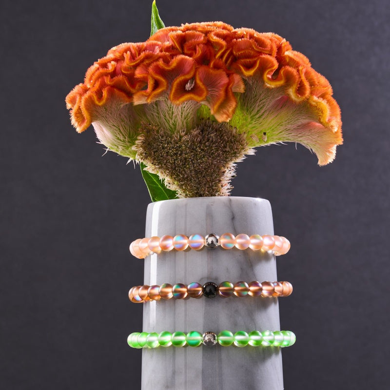 Emerald | Silver | Mermaid Glass Macrame Bead Bracelet