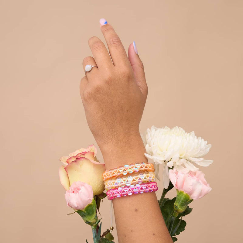 Honeysuckle and White | Gold | Double Mermaid Glass Bracelet