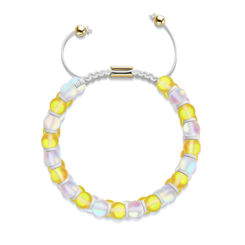 Honeysuckle and White | Gold | Double Mermaid Glass Bracelet