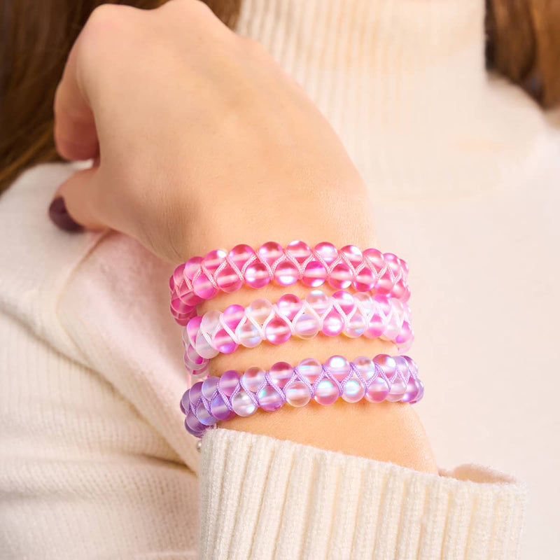 Lavender and White | Silver | Double Mermaid Glass Bracelet