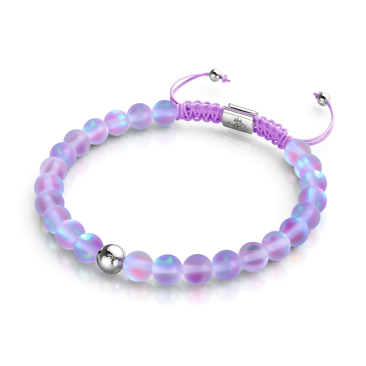 Lavender | Silver | Mermaid Glass Macrame Bead Bracelet