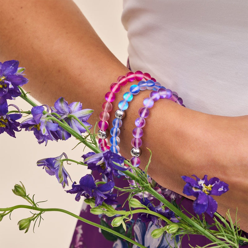 Magenta | Silver | Mermaid Glass Bead Bracelet