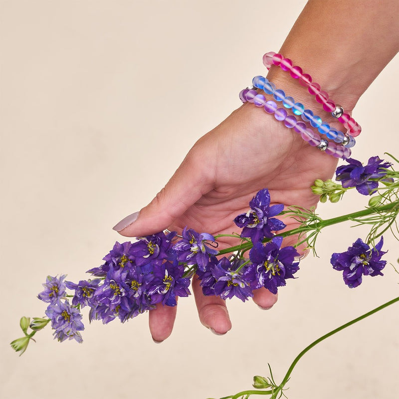 Magenta | Silver | Mermaid Glass Bead Bracelet