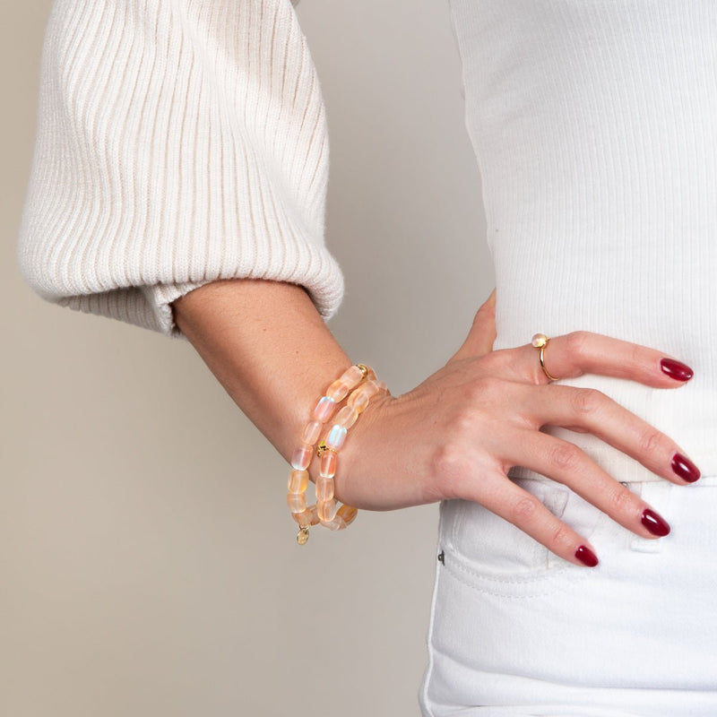 Peach | .925 Sterling Silver Gold Vermeil | Mermaid Glass Pebble Bracelet