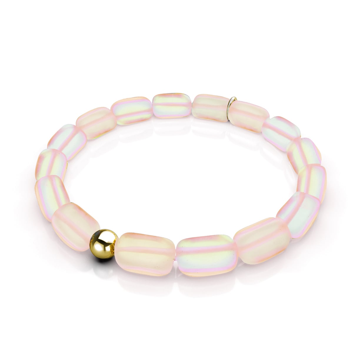 Peach | .925 Sterling Silver Gold Vermeil | Mermaid Glass Pebble Bracelet