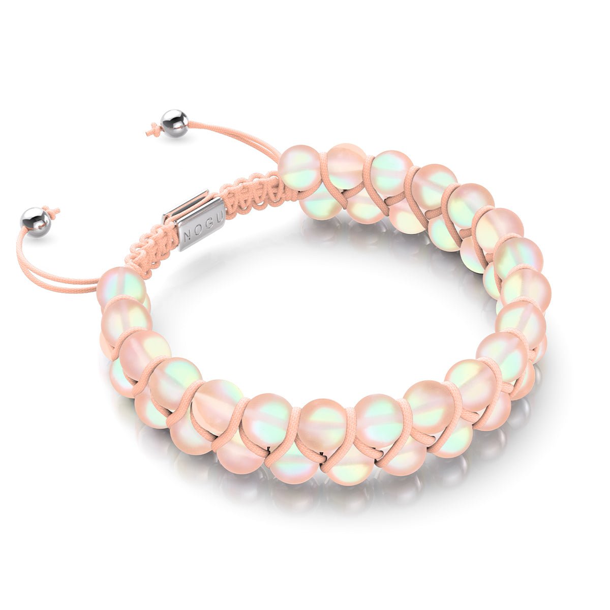 Peach | Silver | Double Mermaid Glass Bracelet