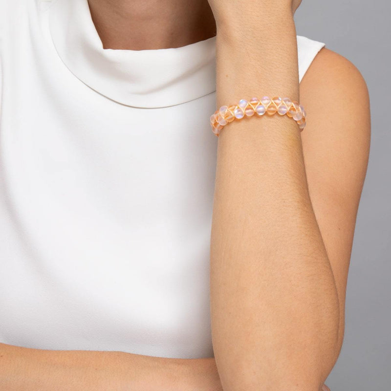 Peach | Silver | Double Mermaid Glass Bracelet