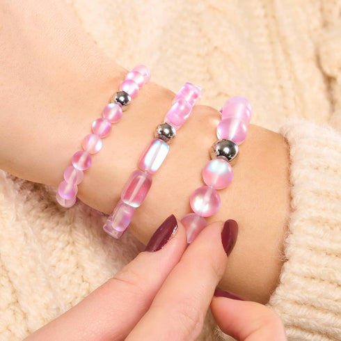 Pink | Silver | Mermaid Glass Statement Bracelet