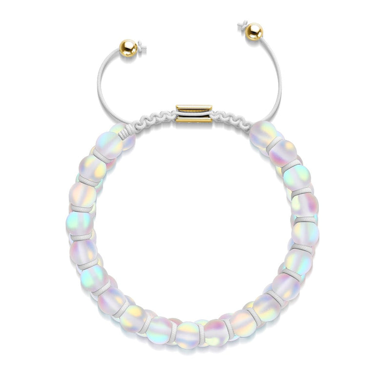 Rainbow White | Gold | Double Mermaid Glass Bracelet