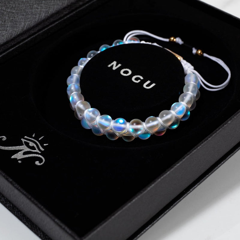 Rainbow White | Gold | Double Mermaid Glass Bracelet