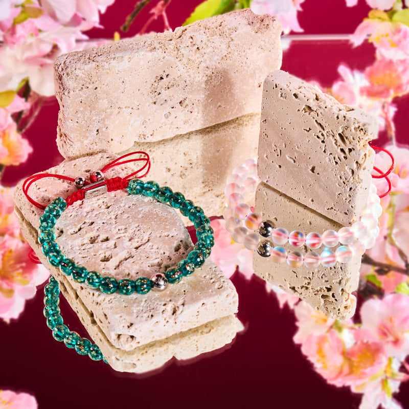 Rainbow White Mermaid Glass x Red String Bracelet