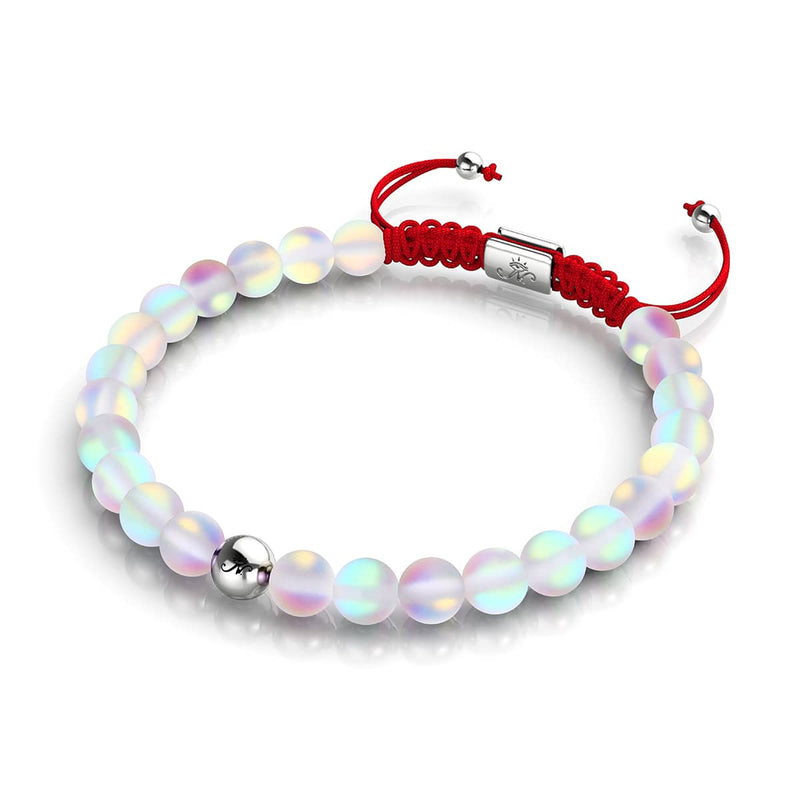 Rainbow White Mermaid Glass x Red String Bracelet
