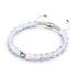 Rainbow White | Silver | Mermaid Glass Macrame Bead Bracelet