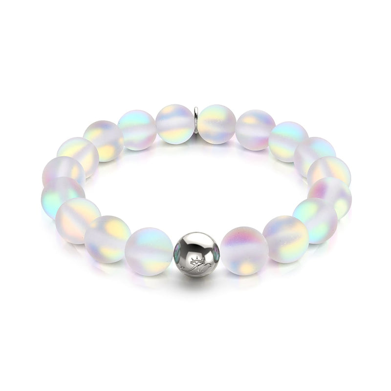 Rainbow White | Silver | Mermaid Glass Statement Bracelet